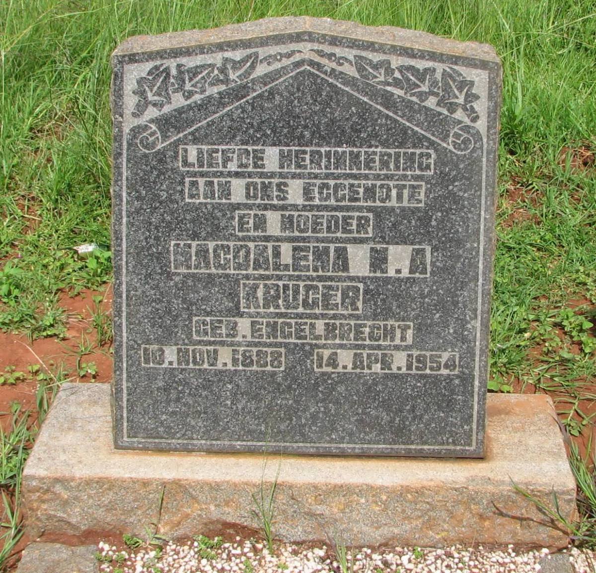 KRUGER Magdalena M.A. nee ENGELBRECHT 1888-1954
