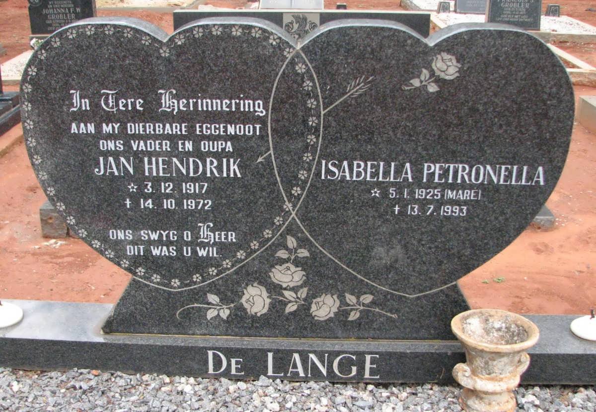 LANGE Jan Hendrik, de 1917-1972 &amp; Isabella Petronella MARÉ 1925-1993
