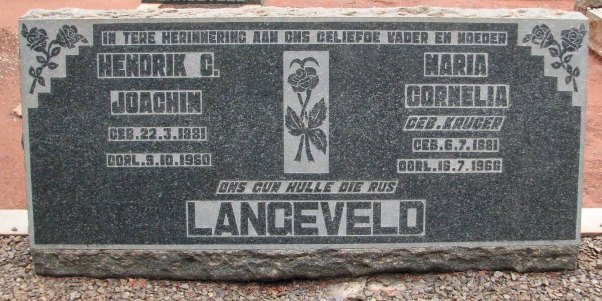 LANGEVELD Hendrik C. Joachim 1881-1960 &amp; Maria Cornelia KRUGER 1881-1966
