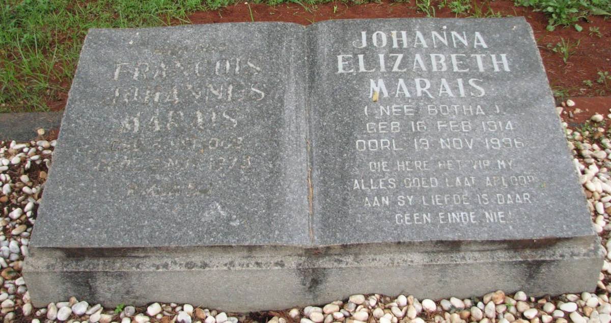 MARAIS Francois Johannes -1973 &amp; Johanna Elizabeth BOTHA 1914-1996