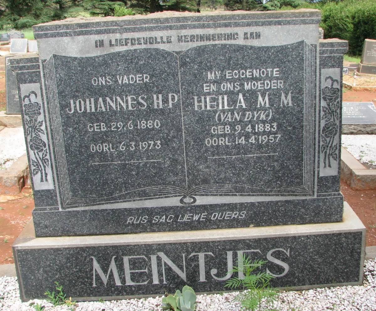 MEINTJES Johannes H.P. 1880-1973 &amp; Heila M.M. van DYK 1883-1957