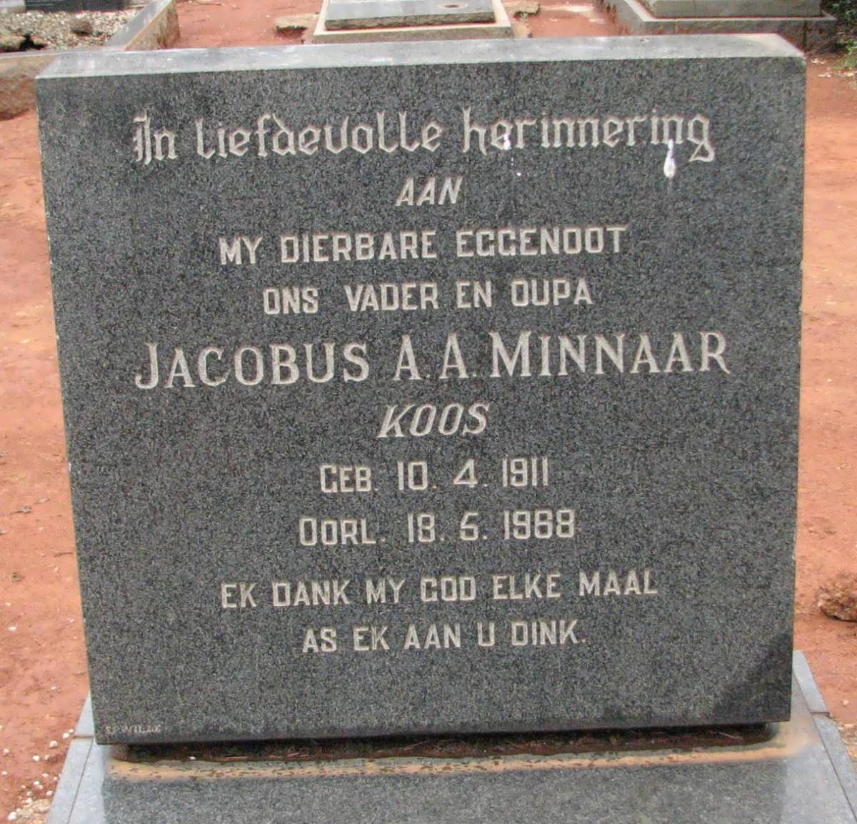 MINNAAR Jacobus A.A. 1911-1968