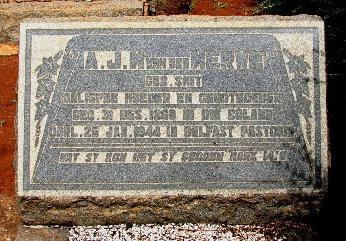 MERWE A.J.M., van der nee SMIT 1860-1944