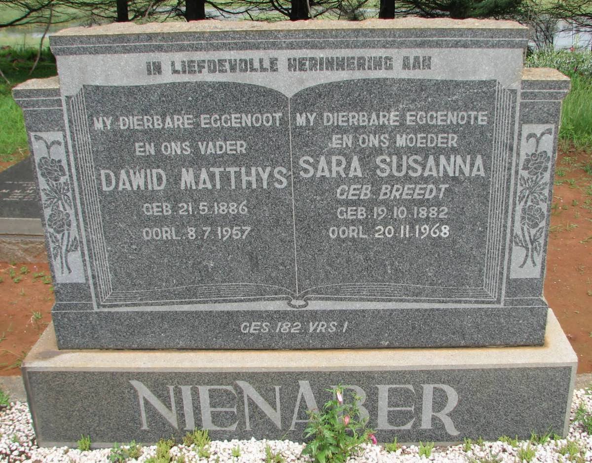 NIENABER Dawid Matthys 1886-1957 &amp; Sara Susanna BREEDT 1882-1968