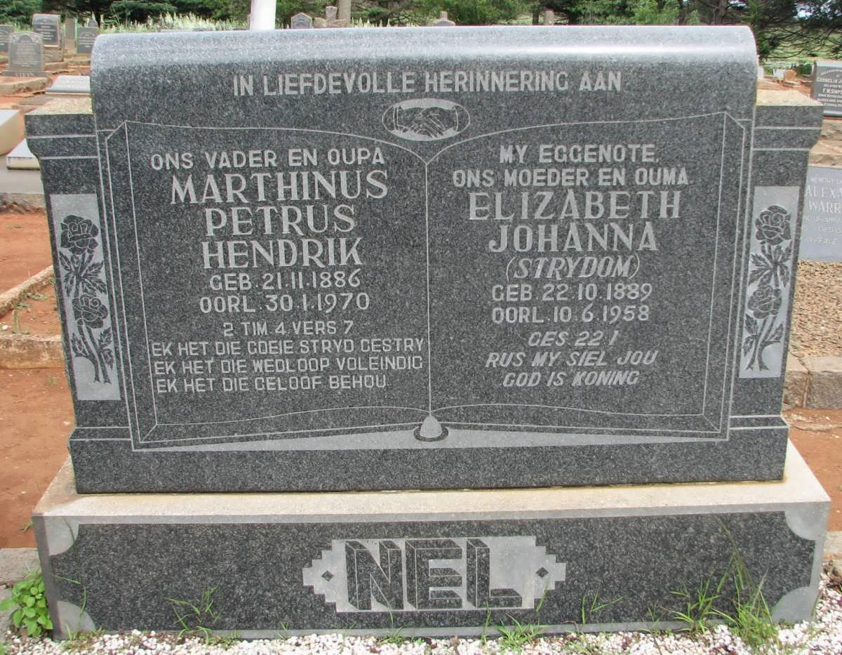 NEL Marthinus Petrus Hendrik 1886-1970 &amp; Elizabeth Johanna STRYDOM 1889-1958