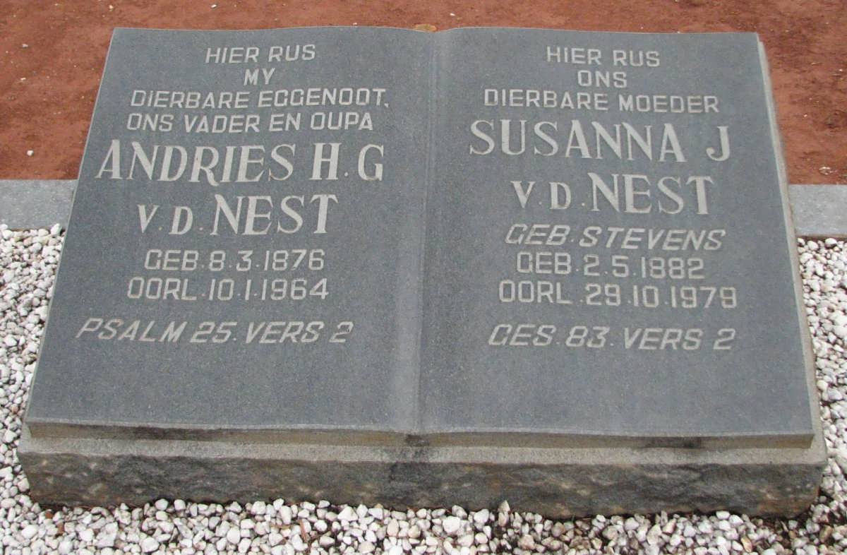NEST Andries H.G., van der 1876-1964 &amp; Susanna J. STEVENS 1882-1979