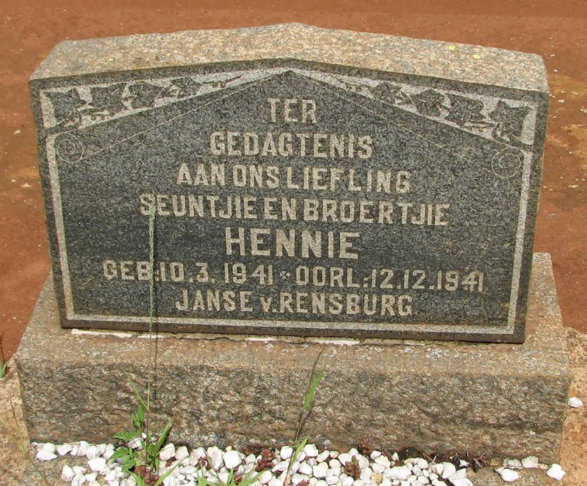RENSBURG Hennie, Janse van 1941-1941