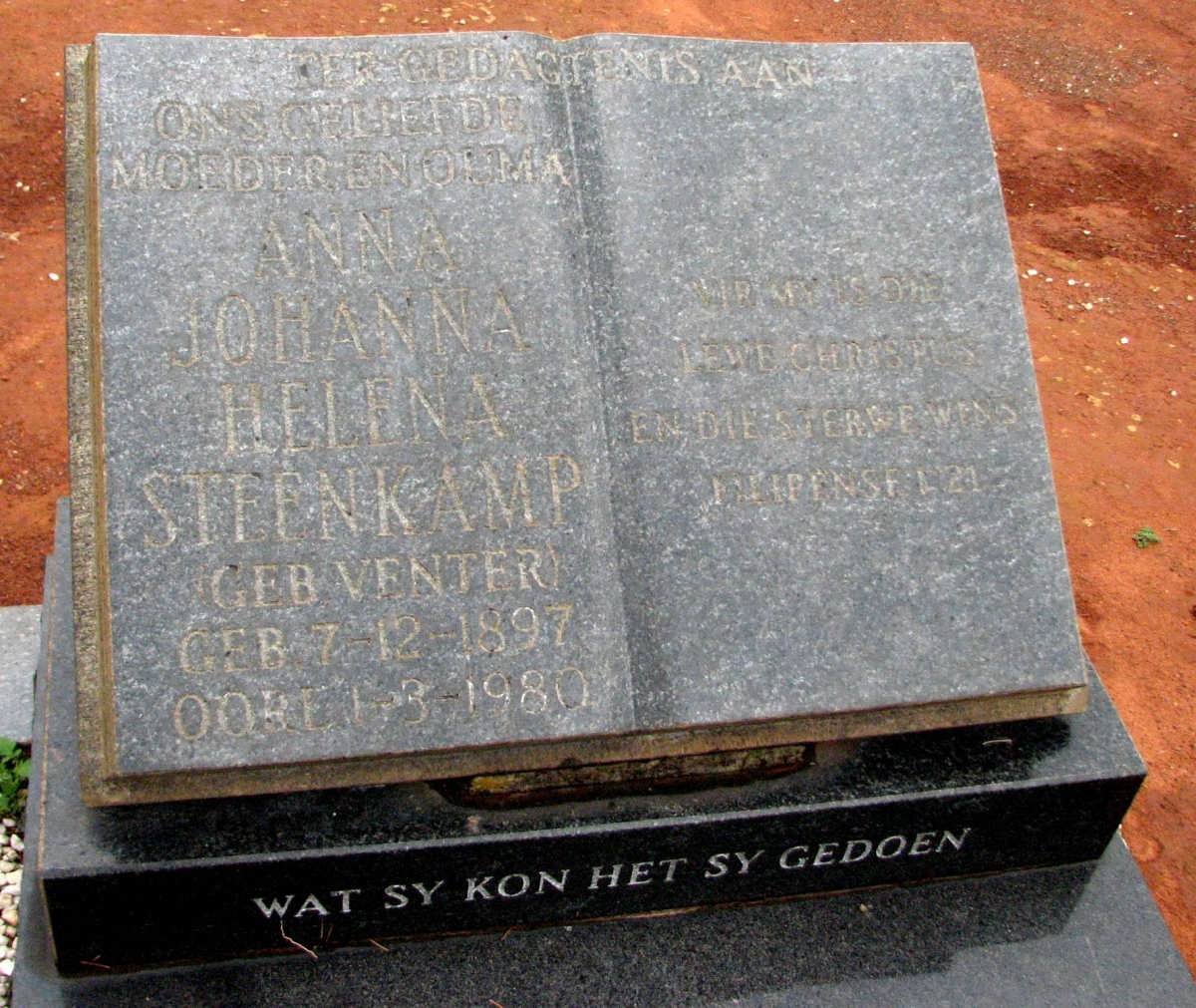 STEENKAMP Anna Johanna Helena nee VENTER 1897-1980