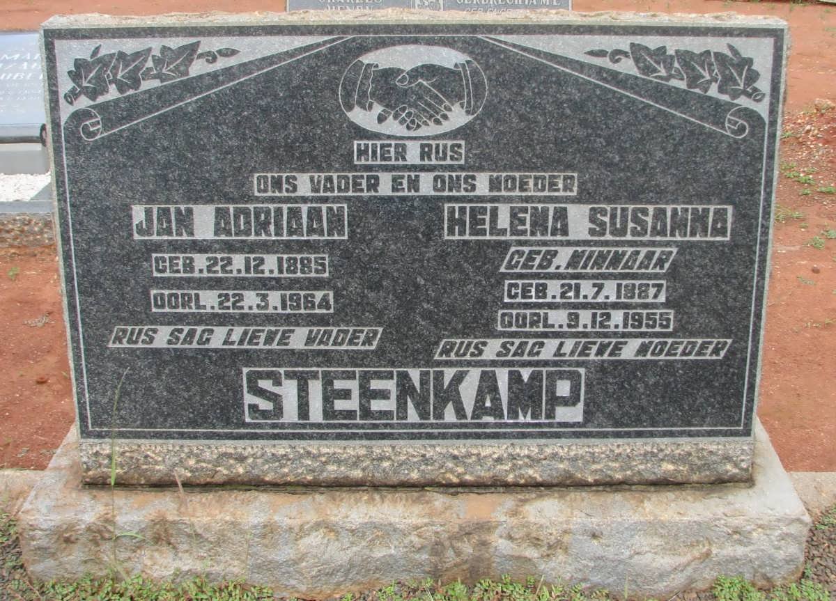 STEENKAMP Jan Adriaan 1885-1964 &amp; Helena Susanna MINNAAR 1887-1955