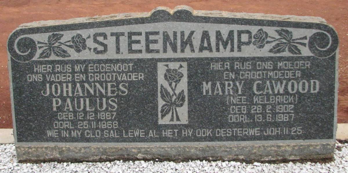 STEENKAMP Johannes Paulus 1887-1968 &amp; Mary Cawood KELBRICK 1902-1987