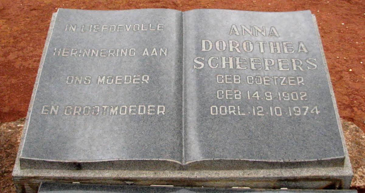 SCHEEPERS Anna Dorothea nee COETZER 1902-1974