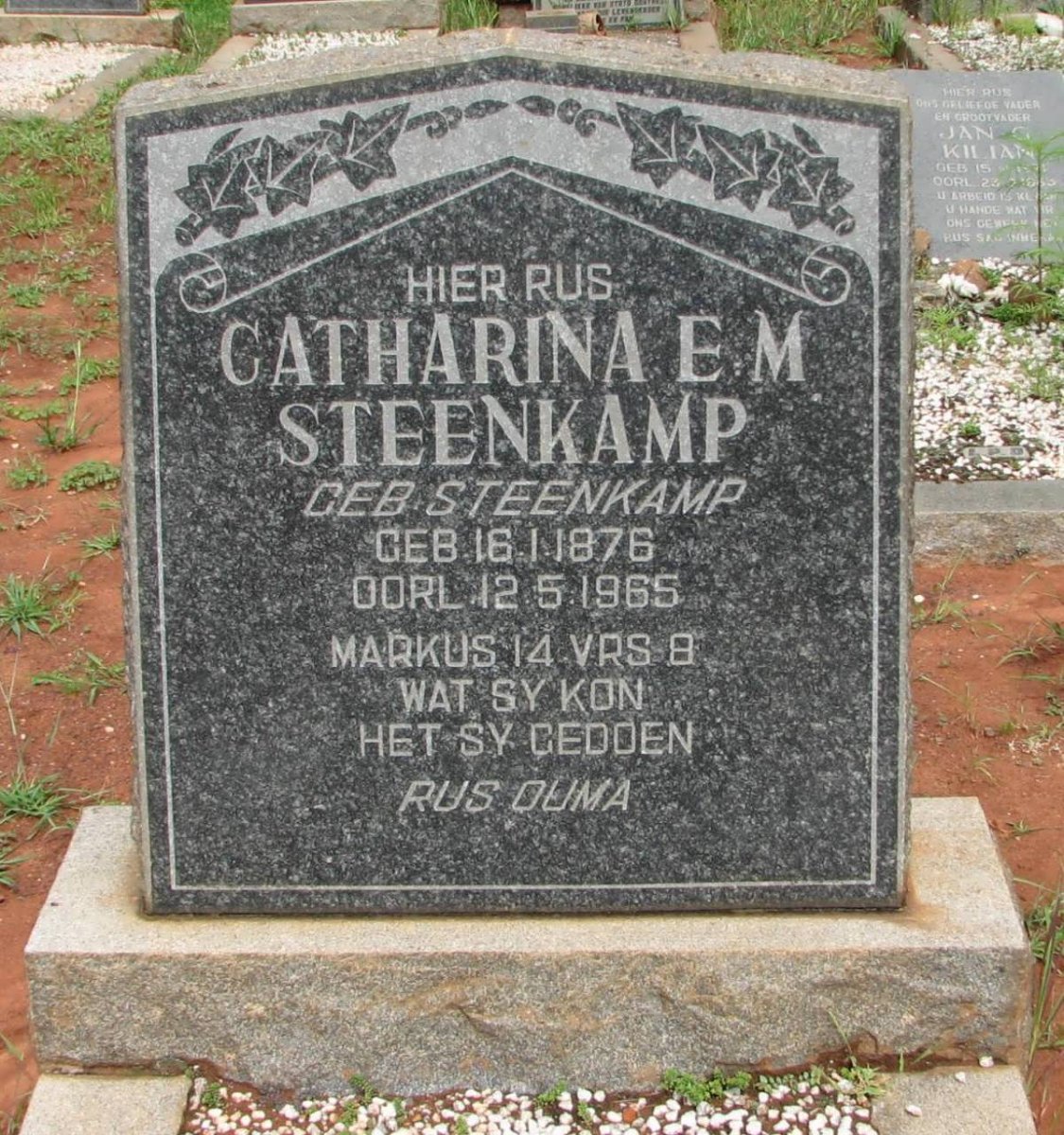 STEENKAMP Catharina E.M. nee STEENKAMP 1876-1965
