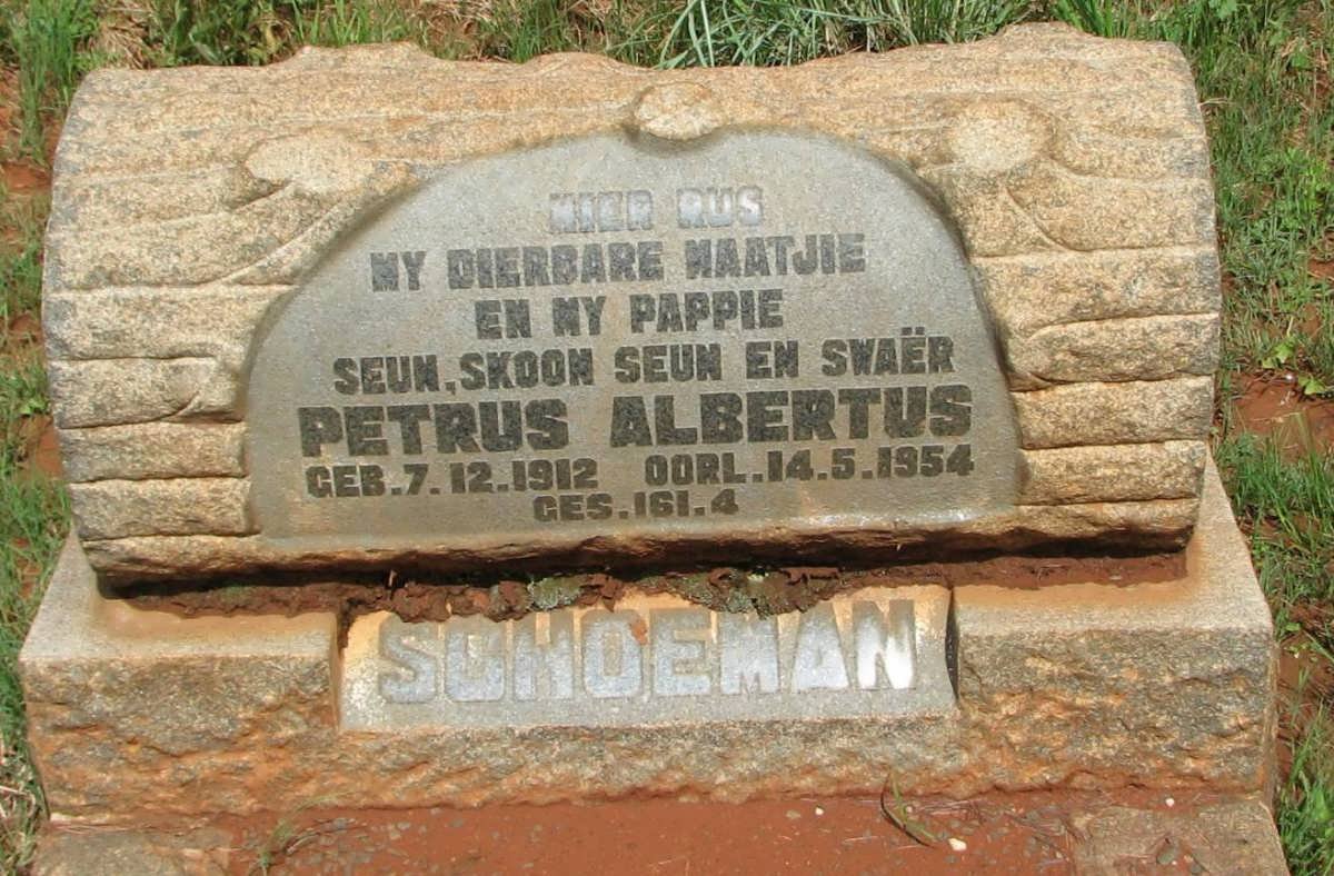 SCHOEMAN Petrus Albertus 1912-1954
