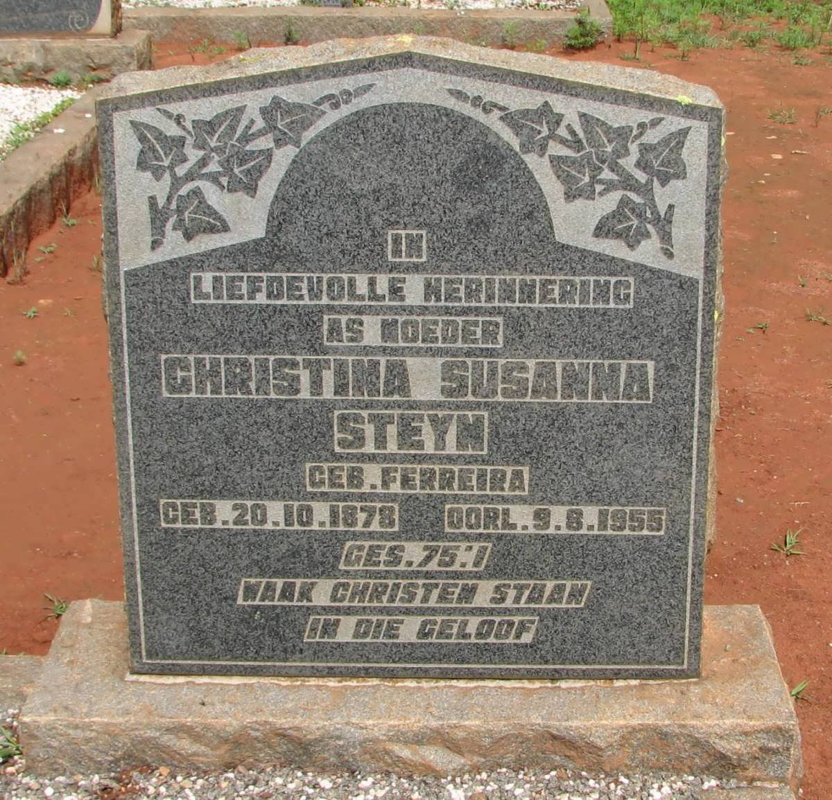 STEYN Christina Susanna nee FERREIRA 1878-1955