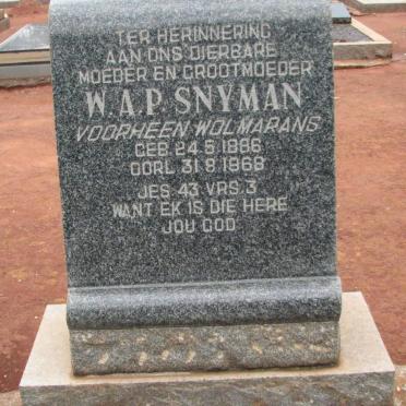 SNYMAN W.A.P. formerly WOLMARANS 1886-1868