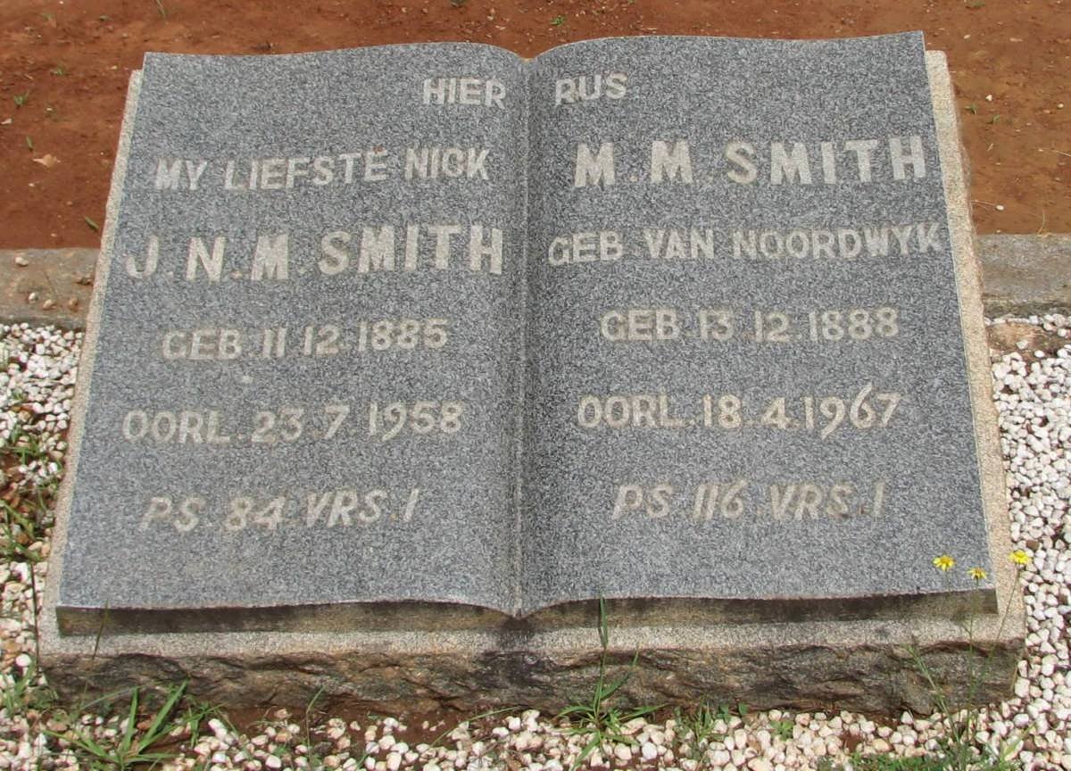 SMITH J.N.M. 1885-1958 &amp; M.M. van NOORDWYK 1888-1967