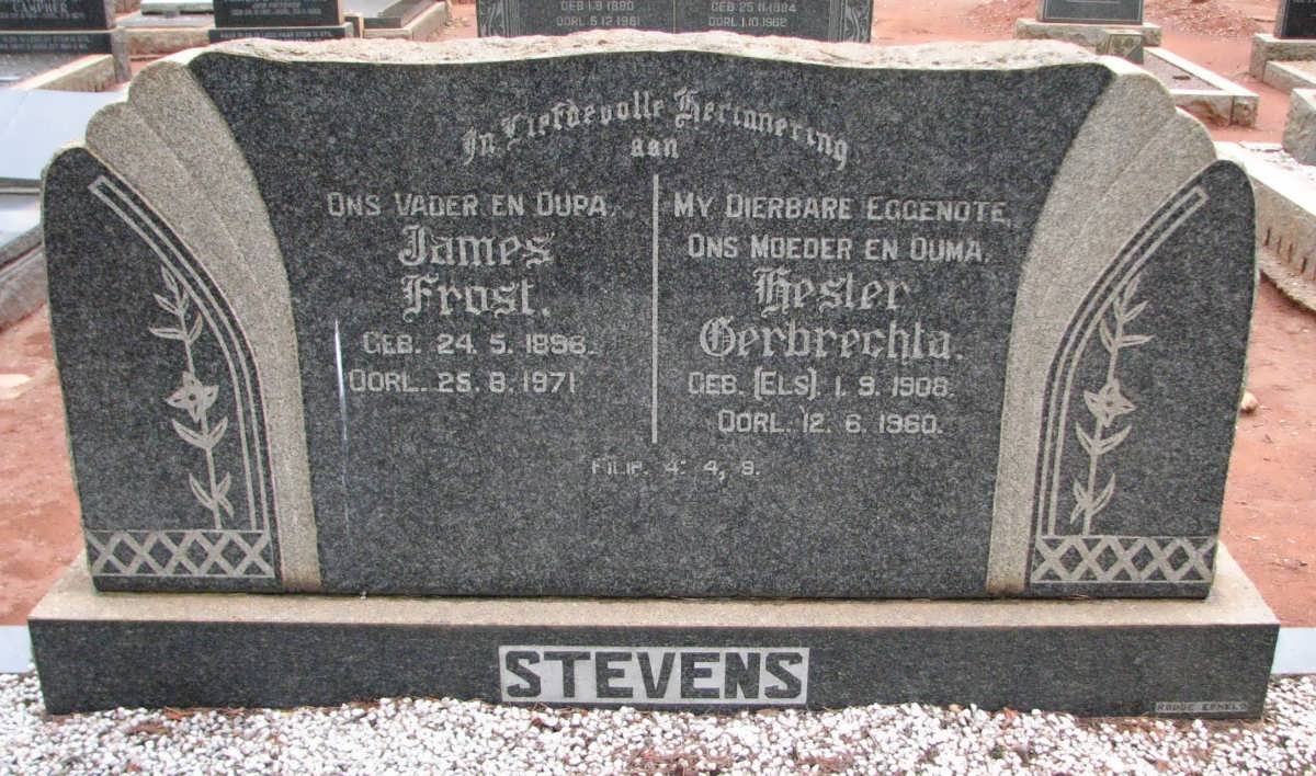 STEVENS James Frost 1898-1971 &amp; Hester Gerbrechta ELS 1908-1960