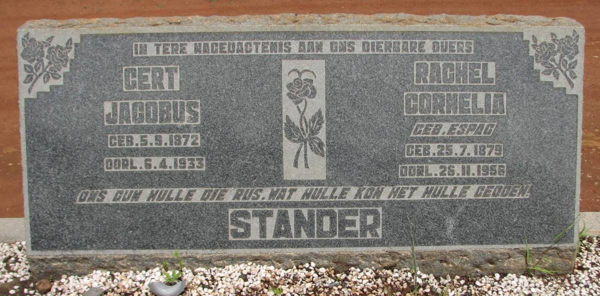 STANDER Gert Jacobus 1872-1933 &amp; Rachel Cornelia ESPAG 1879-1956