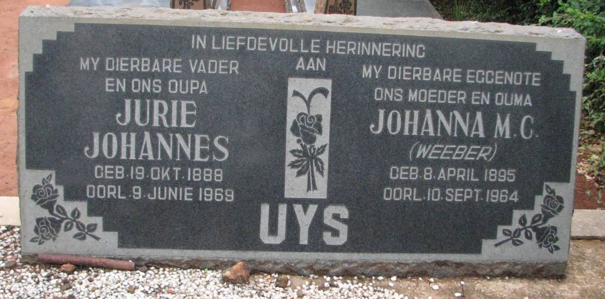 UYS Jurie Johannes 1888-1969 &amp; Johanna M.C. WEEBER 1895-1964