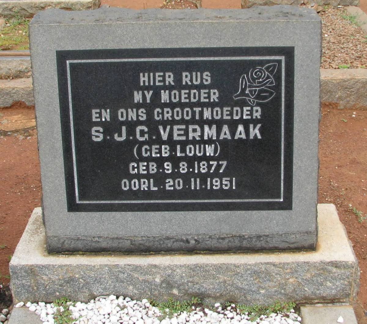 VERMAAK S.J.G. nee LOUW 1877-1951