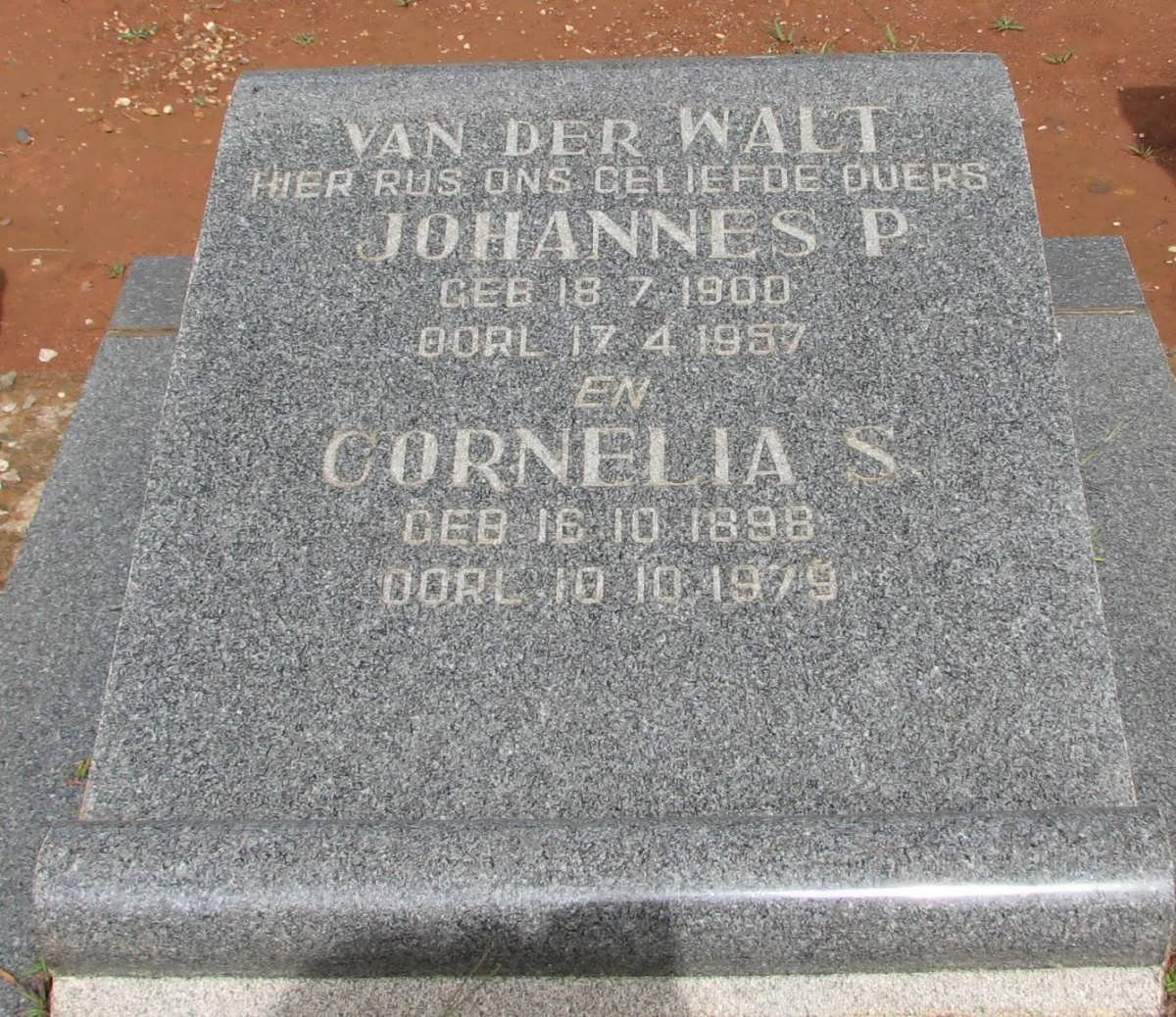 WALT Johannes P., van der 1900-1957 &amp; Cornelia S. 1898-1979