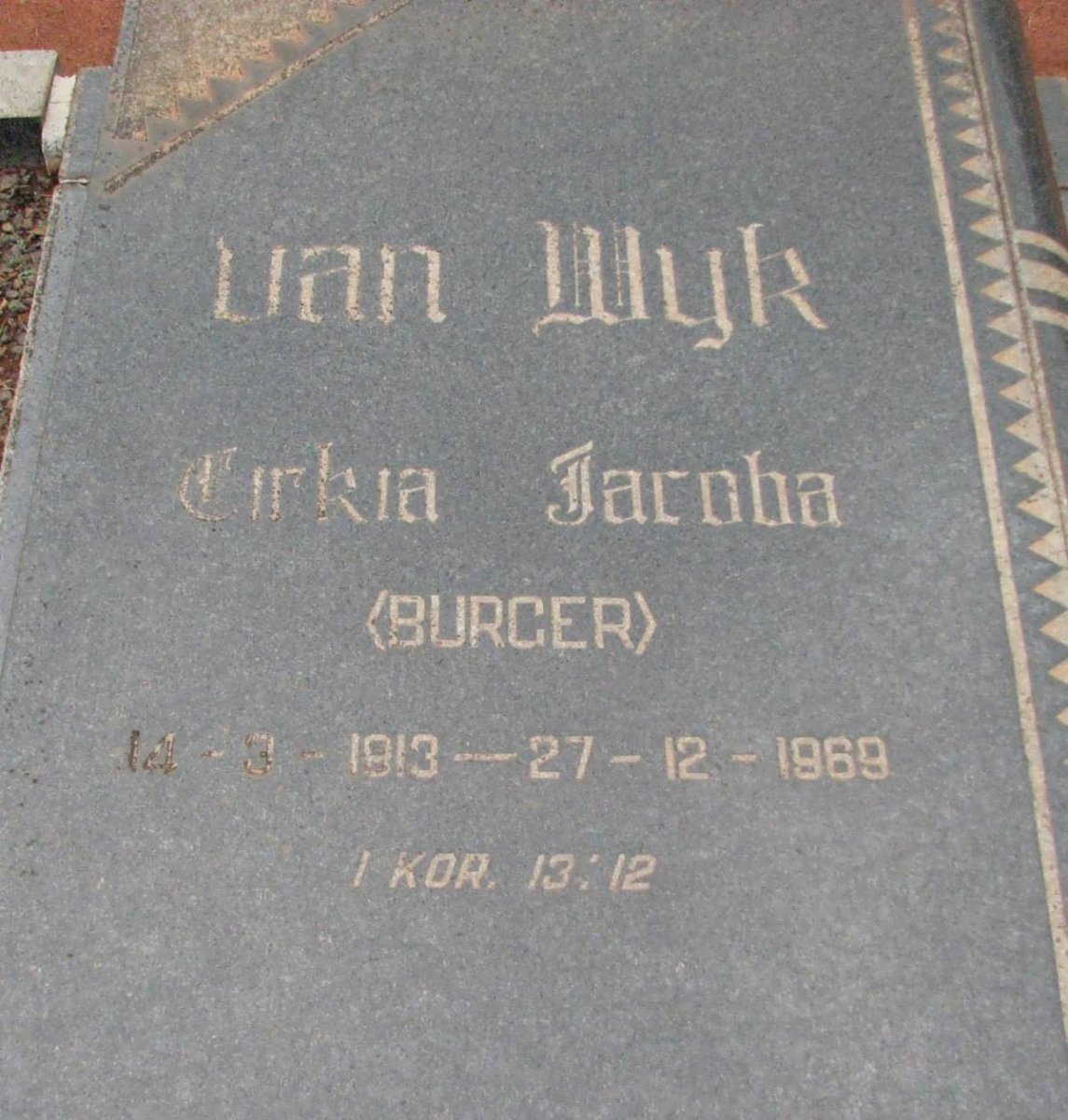 WYK Cirkia Jacoba, van nee BURGER 1913-1969