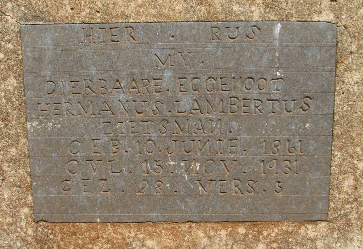 ZIETSMAN Hermanus Lambertus 1861-1931