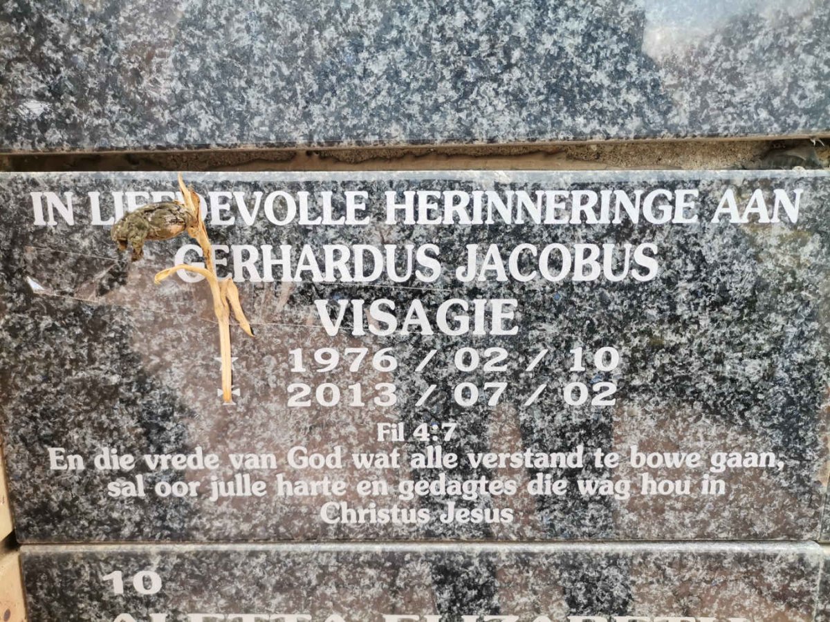 VISAGIE Gerhardus Jacobus 1976-2013