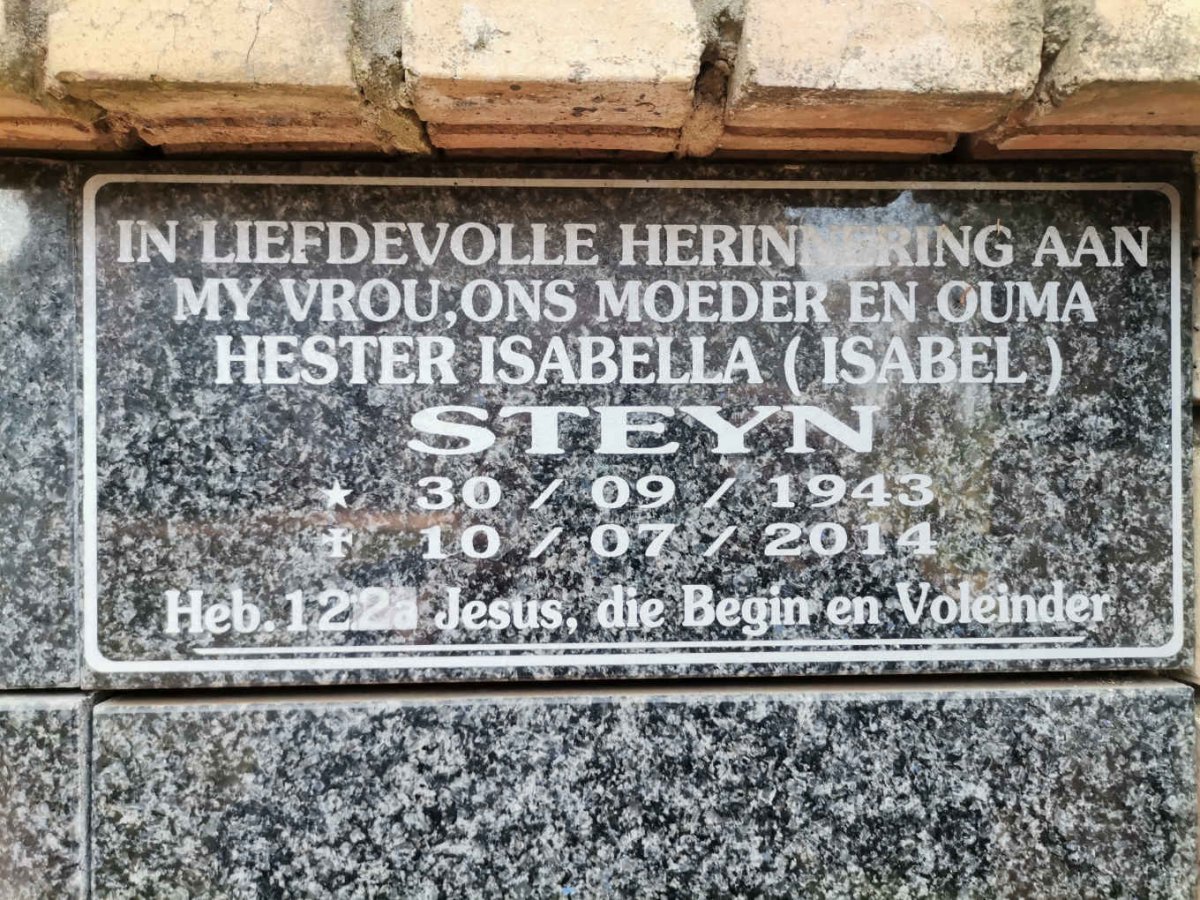 STEYN Hester Isabella 1943-2014