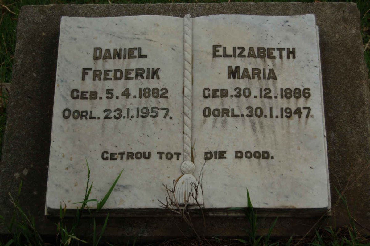GROBLER Daniel Frederik 1882-1957 &amp; Elizabeth Maria 1886-1947