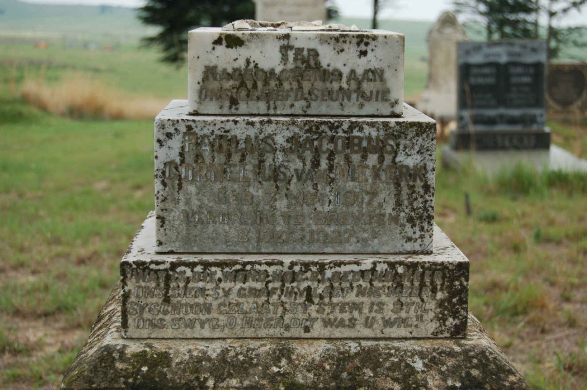 NIEKERK Paulus Jacobus Cornelius, van 1917-1927