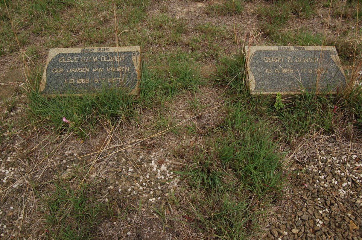 OLIVIER Gerrit G. 1865-1958 &amp; Elsje S.C.M. JANSEN VAN VUUREN 1868-1957