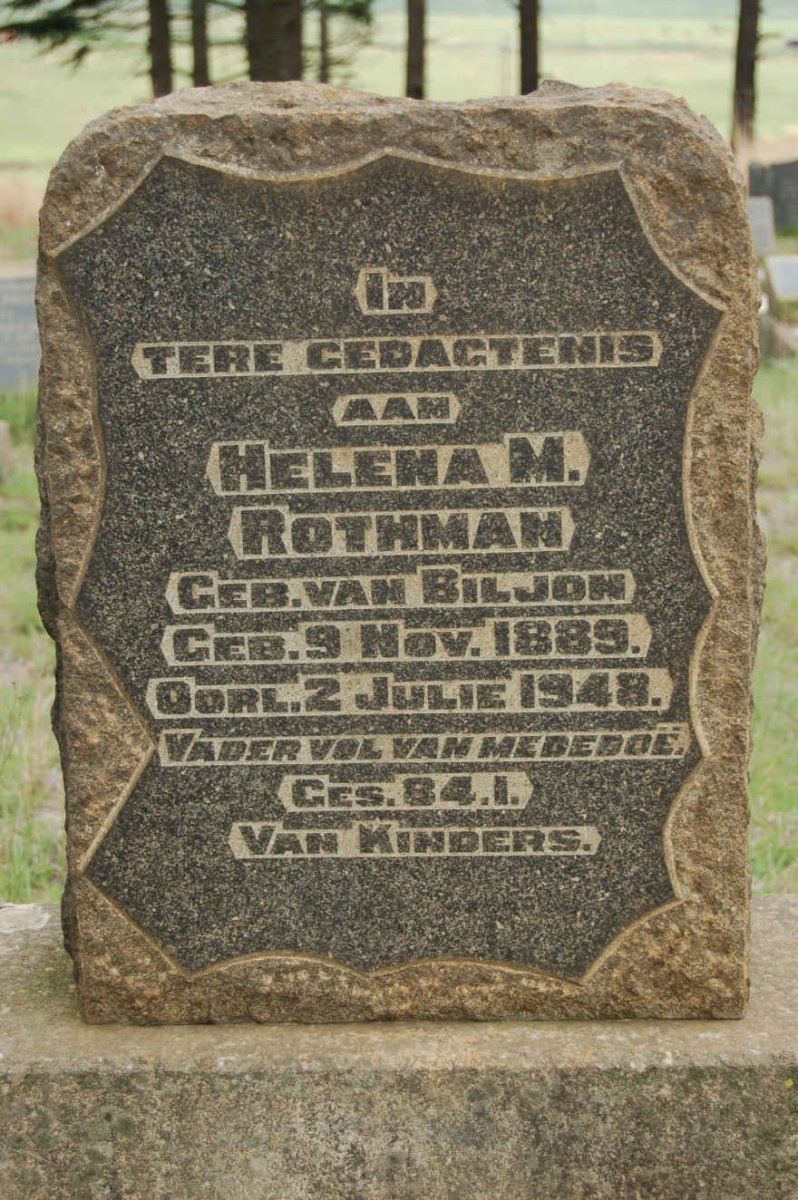 ROTHMAN Helena M. nee VAN BILJON 1889-1948