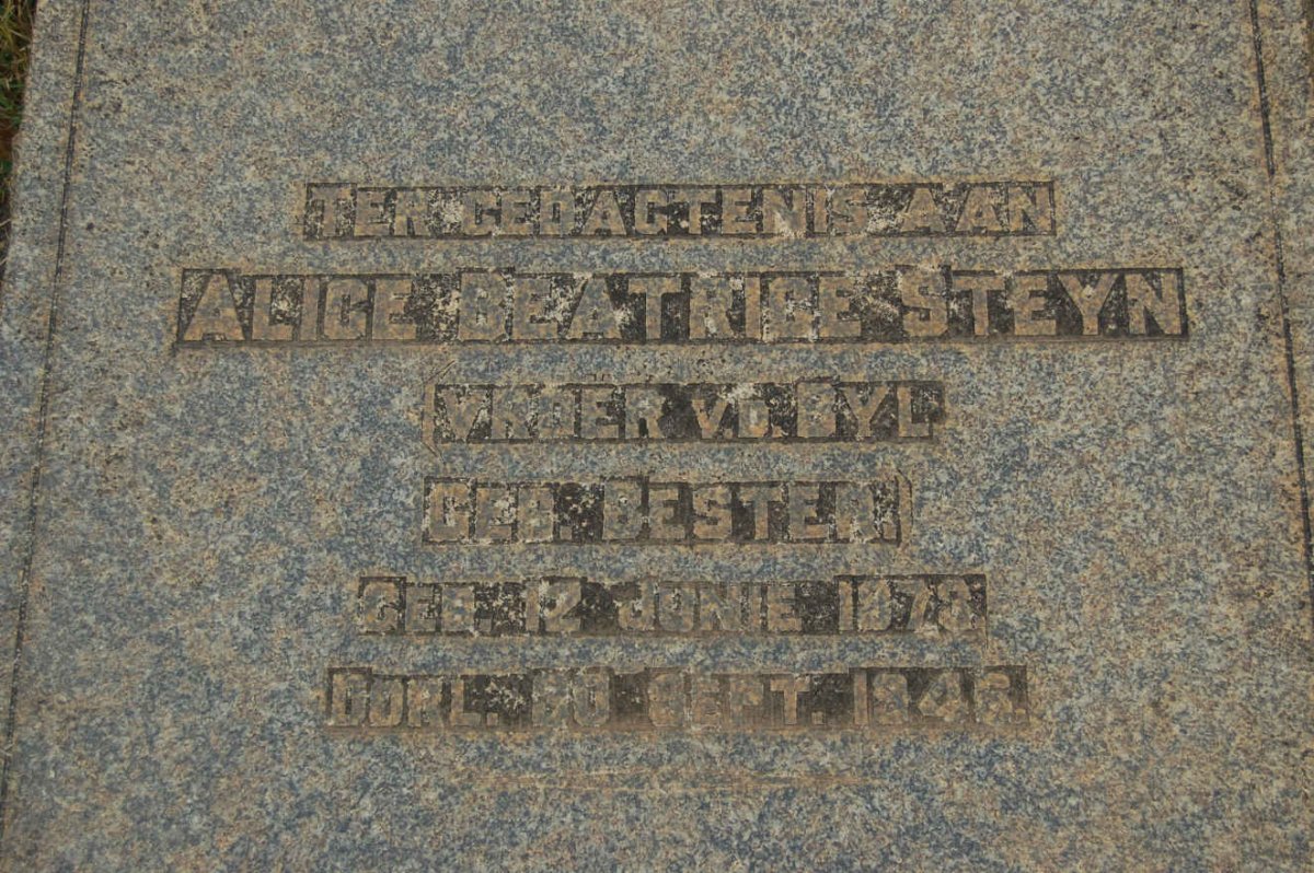 STEYN Alice Beatrice voorheen V.D. BYL nee BESTER 197?-1946