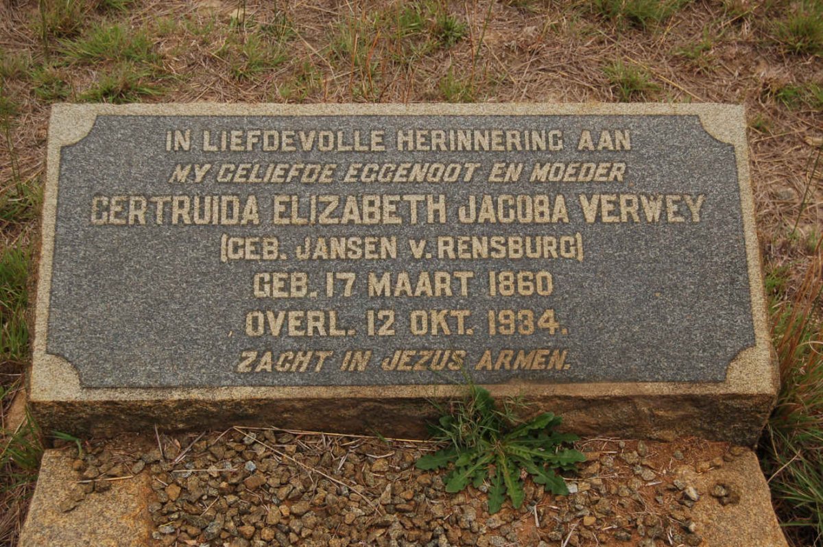 VERWEY Gertruida Elizabeth Jacoba nee JANSEN V. RENSBURG 1860-1934