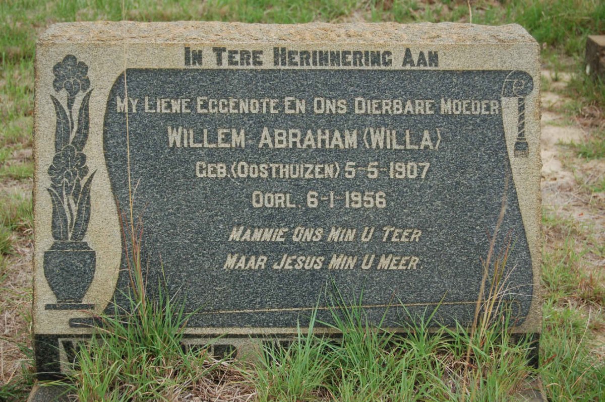 WESTHUIZEN Willem Abraham, van der nee OOSTHUIZEN 1907-1956