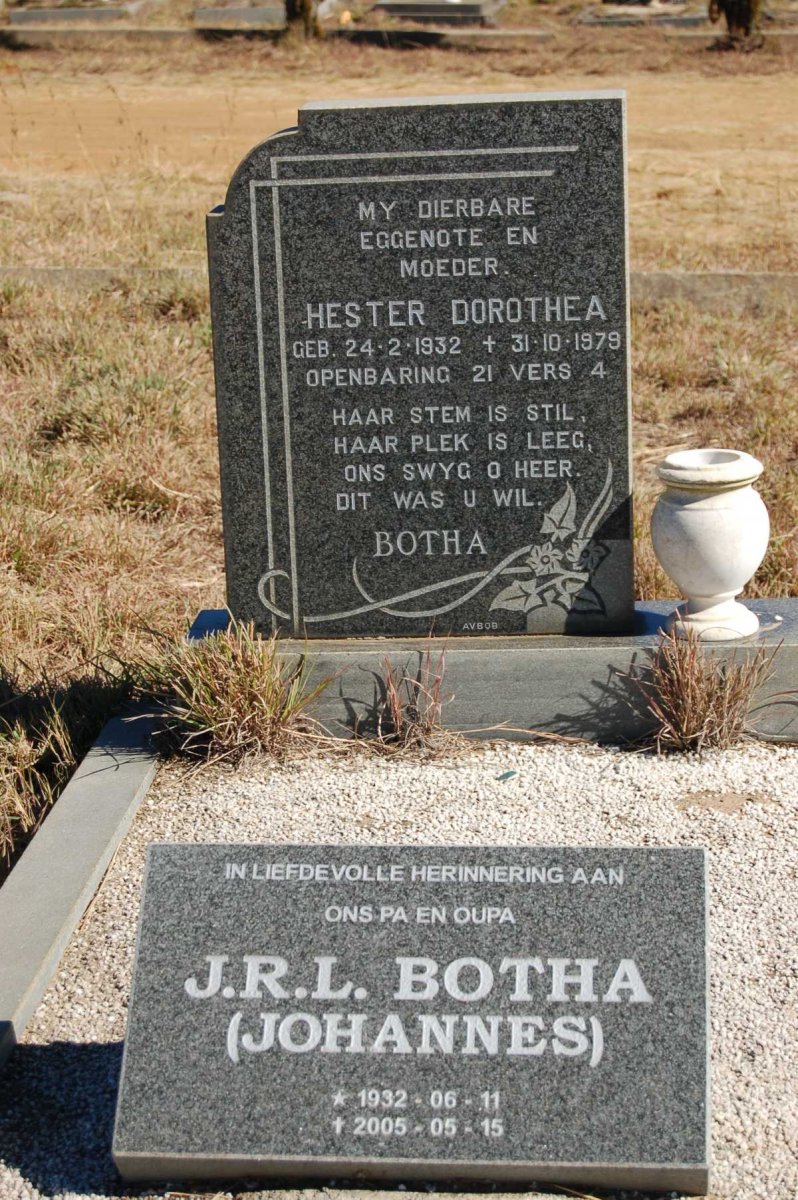 BOTHA J.R.L. 1932-2005 &amp; Hester Dorothea 1932-1979