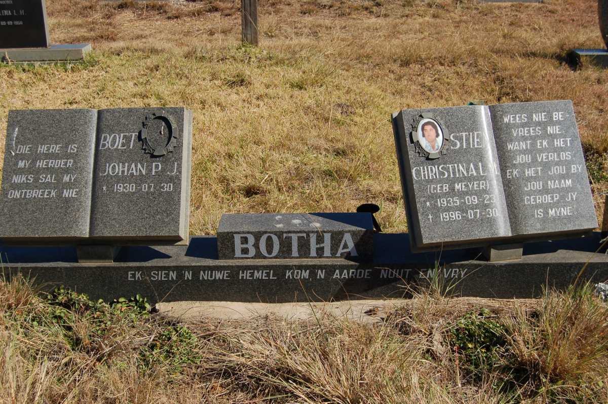 BOTHA Johan P.J. 1930- &amp; Christina L.?. MEYER 1935-1996