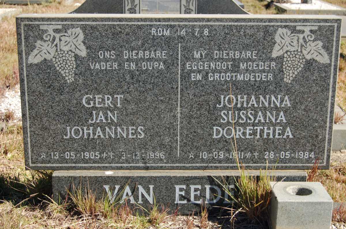 EEDEN Gert Jan Johannes, van 1905-1996 &amp; Johanna Sussana Dorothea 1911-1984