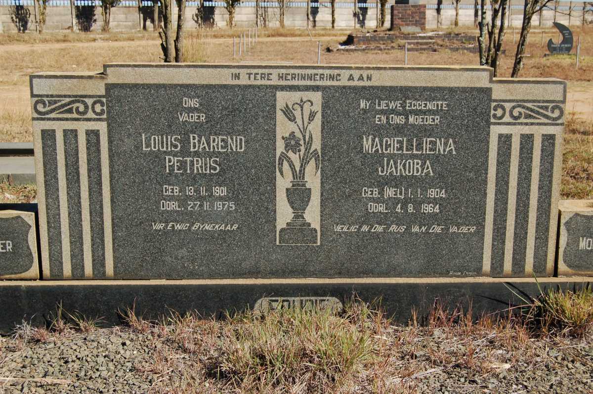 FOURIE Louis Barend Petrus 1901-1975 &amp; Magielliena Jakoba NEL 1904-1964