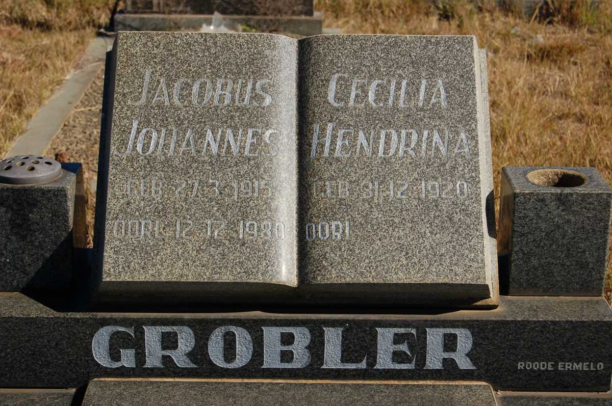 GROBLER  Jacobus Johannes 1915-1980 &amp; Cecilia Hendrina 1920-