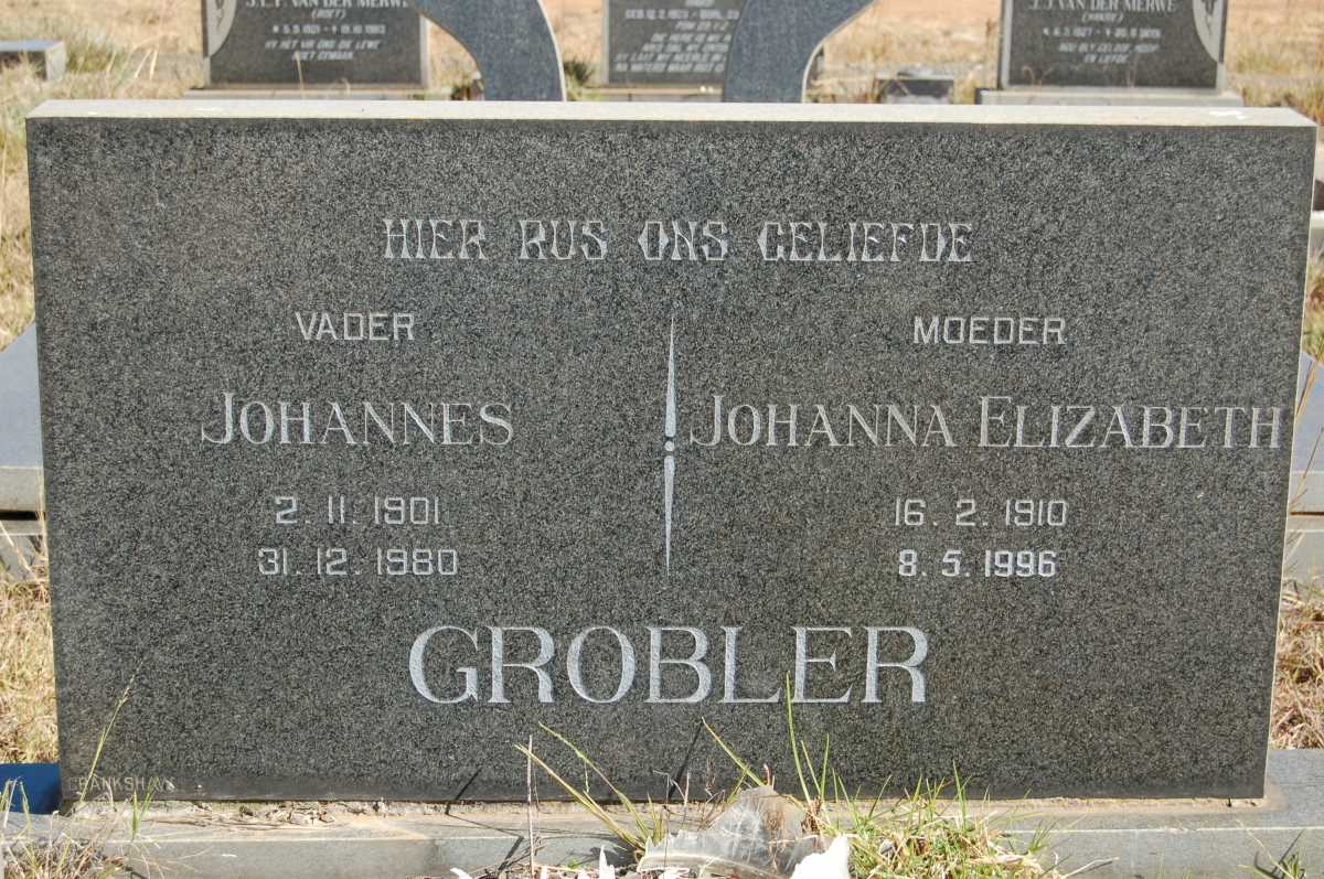 GROBLER Johannes 1901-1980 &amp; Johanna Elizabeth 1910-1996