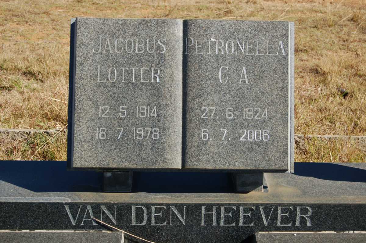 HEEVER  Jacobus Lötter, van den 1914-1978 &amp; Petronella C.A. 1924-2006