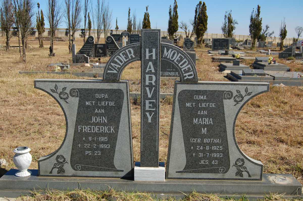 HARVEY John Frederick 1915-1993 &amp; Maria M. BOTHA 1925-1993