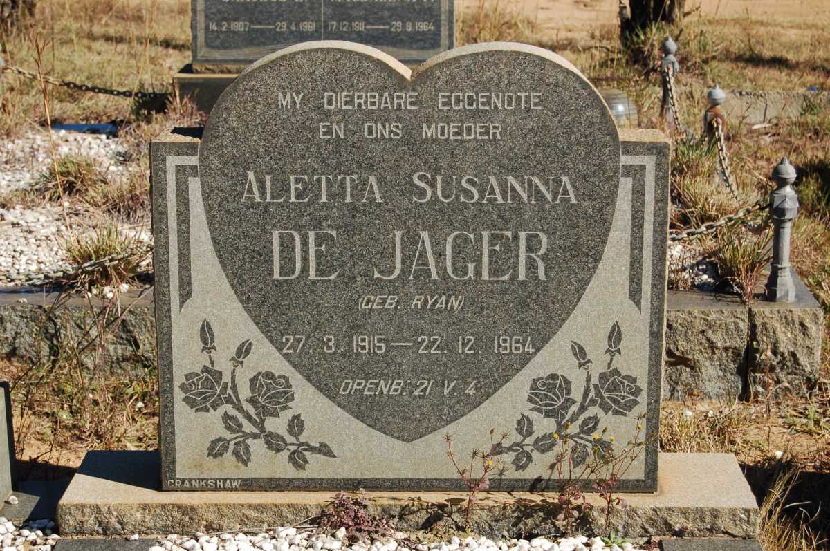 JAGER Aletta Susanna, de nee RYAN 1915-1964