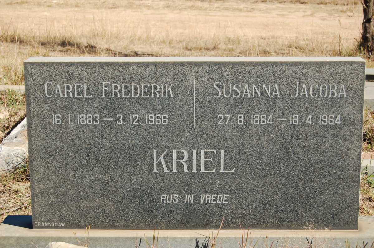 KRIEL Carel Frederik 1883-1966 &amp; Susanna Jacoba 1884-1964