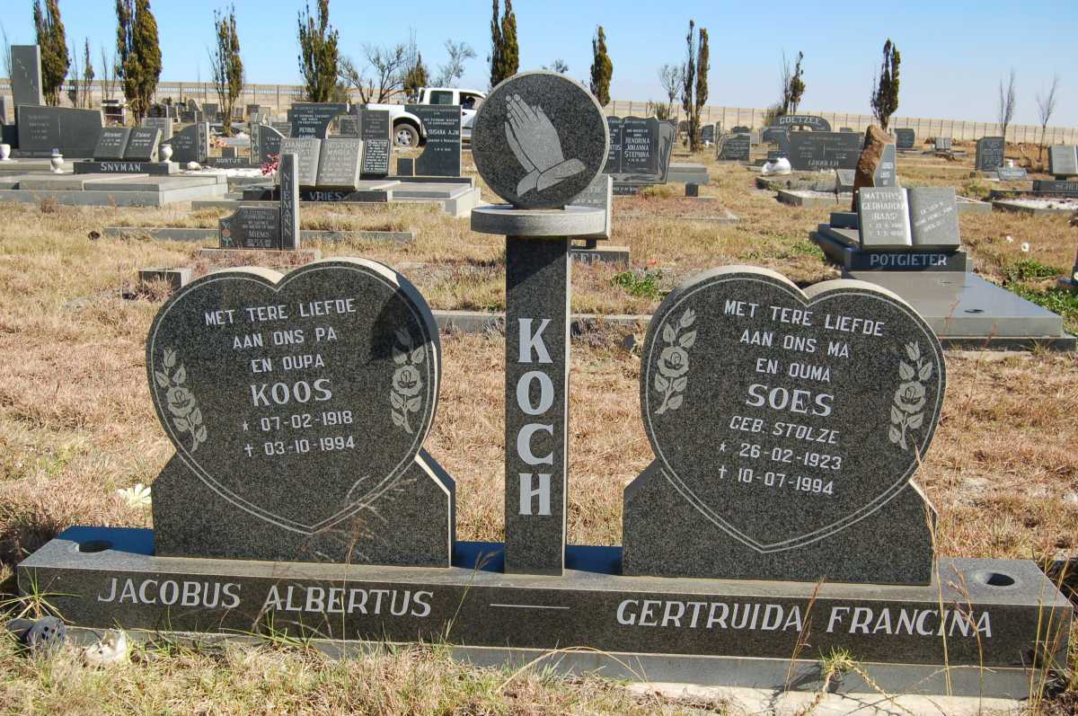 KOCH Jacobus Albertus 1918-1994 &amp; Gertruida Francina 1923-1994