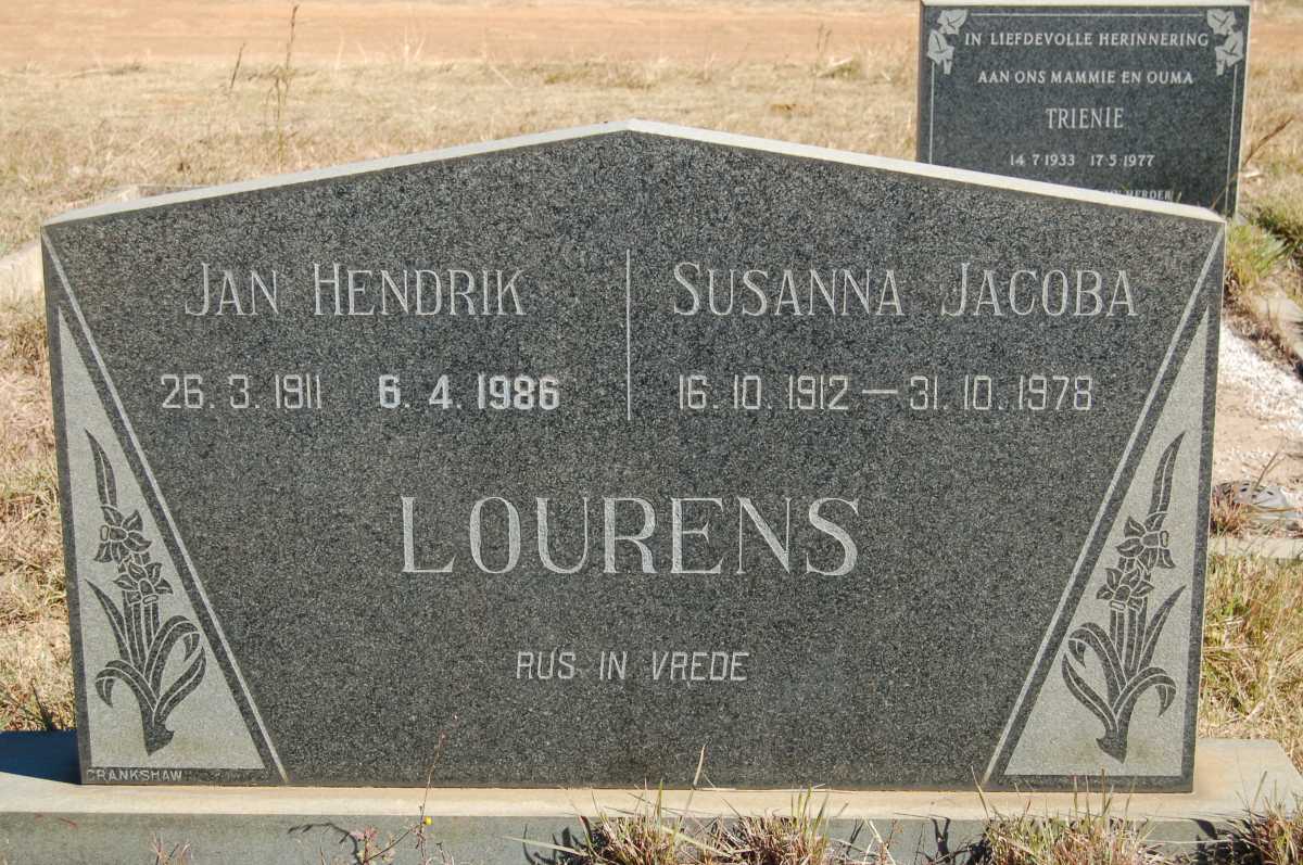 LOURENS Jan Hendrik 1911-1986 &amp; Susanna Jacoba 1912-1978