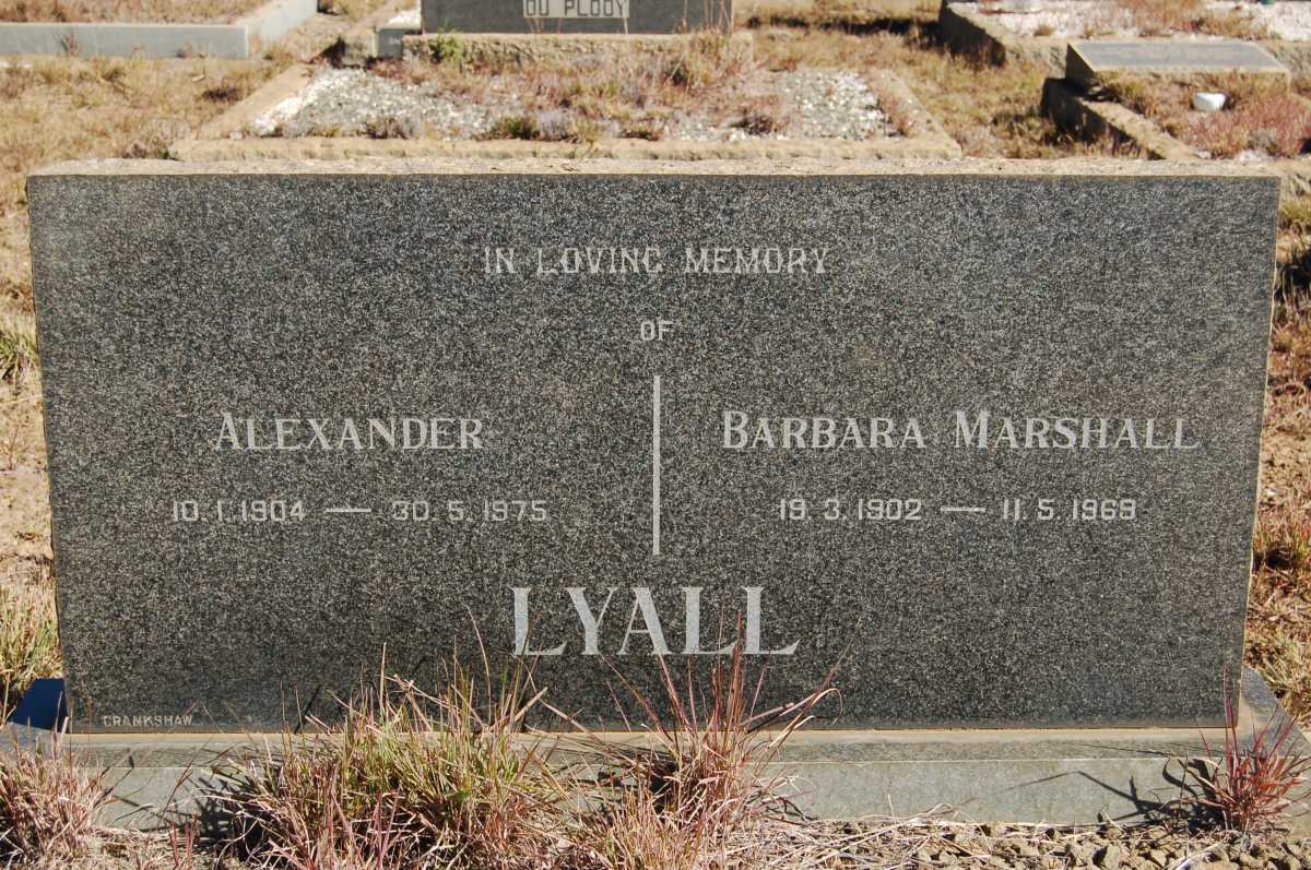LYALL Alexander 1904-1975 &amp; Barbara MARSHALL 1902-1969