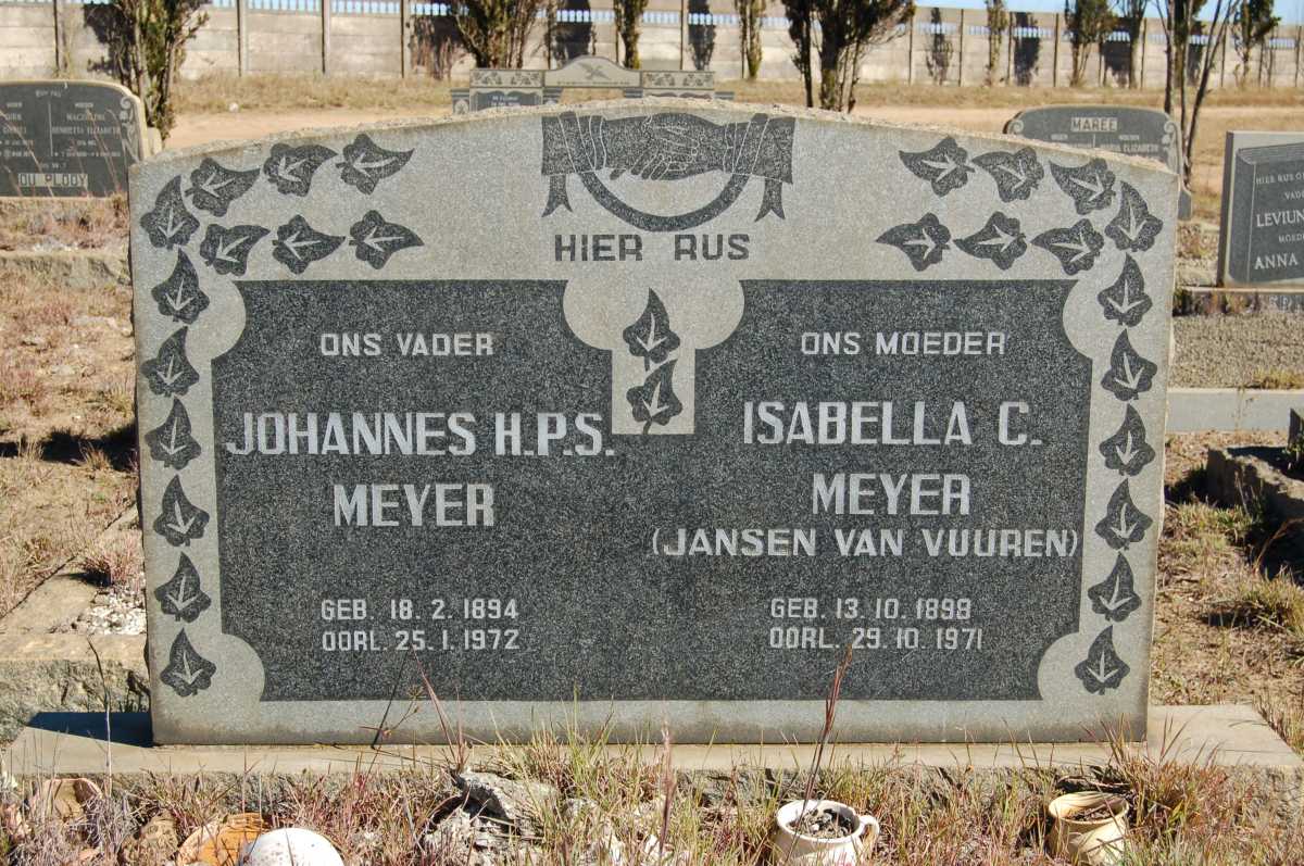 MEYER Johannes H.P.S. 1894-1972 &amp; Isabella C. JANSEN VAN VUUREN 1898-1971